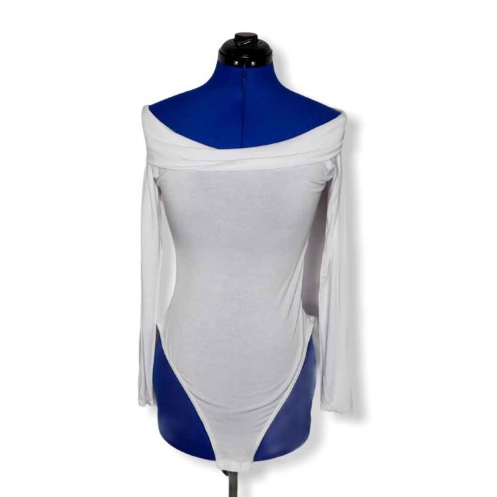 White Off Shoulder Bodysuit From Boohoo